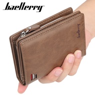 JENL Baellerry Men's Short Wallet Retro Multi Card Holder Wallet with Zipper Coin Pocket Wallet for Men Ticket Holder