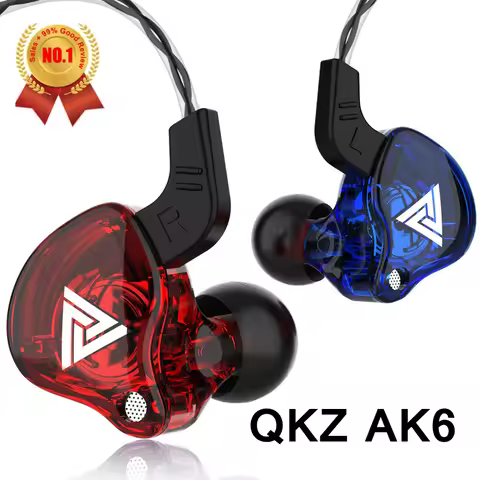 QKZ AK6 SK7 Copper Driver HiFi Wired Earphone with MIC Sport Running Headphones Bass Stereo Headset 