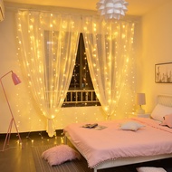 【SG SELLER】3M*3M 300 LED 10 Hooks USB Fairy Curtain Lights | Silver Wire Warm White &amp; Multicolor