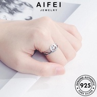 AIFEI JEWELRY Original Accessories For Retro Adjustable Korean Smiley Silver 純銀戒指 Sterling Perempuan Perak Ring Women 925 Cincin R1454