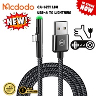 Mcdodo CA-627 Gaming Cable 90 Degree Design 2A IP Cable CA-6271 CA-6270 1.2M 1.8M LED Light Cable Ga
