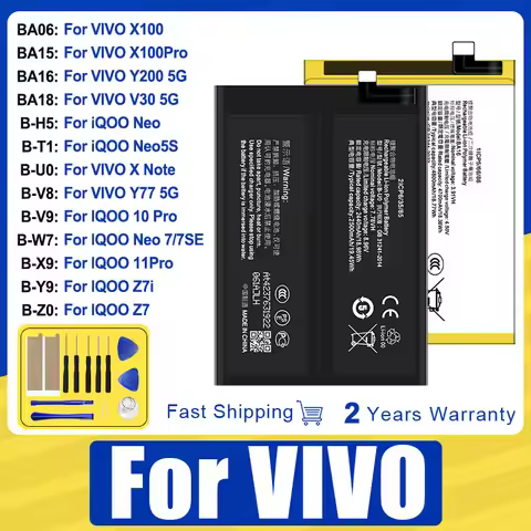 BA06 BA15 B-H5 B-T1 B-U0 B-V8 BA16 BA18 Battery For VIVO Y200 V30 X100 X100Pro XNote Y77，For iQOO Ne