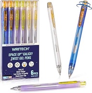 WRITECH Twist Gel Ink Pens: Fine Point 0.5mm Black ink 6ct Low Center of Gravity Rotatable Pen No Sm