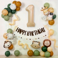 55pcs/Pack Jungle Animal Birthday Balloon Garland Kit First Birthday Safari Animal Balloon Set Wild 