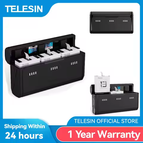 TELESIN Pocket Charger For GoPro Hero 13 TF Card Storage 3 Slots Battery Fast Charging Box for GoPro