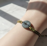 【願‧平安】飄烏雞翡翠平安扣編織手鍊 | 天然緬甸玉A貨翡翠