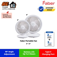 Faber 6" / 8" Portable Fan | 4W-8W | Type C Port | Up To 5.5 Hours | FPF BLISS 6541WH/FPF BLISS 8541