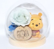 ❗️母親節優惠❗️ 小熊維尼 Winnie the Pooh 木牌雕刻 擺設 永生花 保鮮花 玻璃罩 擺設 母親節禮物