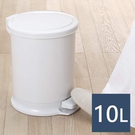 [特價]【日本RISU】H&amp;H圓筒造型踩踏垃圾桶 10L-灰白色