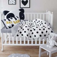 【預購】H - 黑白點點：棉質！嬰兒床款＊床單套件三件組(尺寸：被套110*140*1/床單120*150*1/枕套30*50*1)_免運。