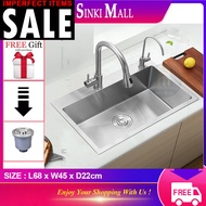 IMPERFECT 68X45 Handmade 304 Stainless Steel Kitchen Single Bowl Sink Brushed Counter Topmount or Un