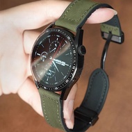 Suitable for Huawei watch watch3 leather strap GT4pro Crazy适用华为手表watch3真皮表带GT4pro疯马纹磁吸折迭扣硅胶表带通用7.16