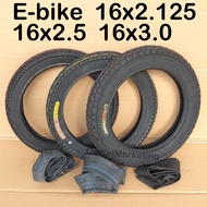 16 E-bike Tyre Tube 16X2.125 16X2.50 16x3.0 Tubeless Tyre Bicycle 2.50-10 Tayar Electric bike Scoote
