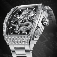 BONEST GATTI Men's Fashion Mechanical Watch Stainless Steel Strap Dragon-shaped Luminous Wristwatch