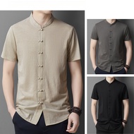 Men Shirt Cotton Short Sleeve Chinese Blouse Tang Suit Plus Size Man Samfu Dsmyz1228