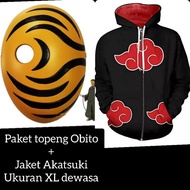 MERAH Obito mask + red cloud akatsuki cloak jacket