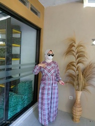 gamis kotak katun triset//brand mall inji terbaru gamis kota kotak gamis wanita