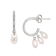 A.CEMI Triple Party Pearl Earring มุกแท้ ต่างหูมุกแท้ ต่างหูเงินแท้ ชุบทอง 18K โรสโกลว์