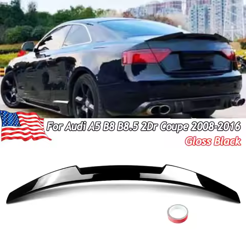 M4 Style Rear Tail Wing For 2008-2016 Audi A5 B8 B8.5 2Dr Coupe Gloss Black Rear Trunk Boot Lip Spoi