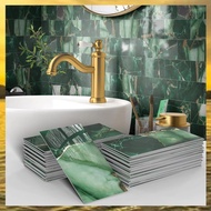 (HARB) 16-Pieces Thick PVC Glossy Subway Tile Sticker 4"X 8" Peel and Stick Backsplash Wall Tiles Se