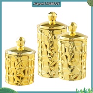 White Storage Jar with Golden Lid Airtight Food Jar 3pcs Stackable Food Storage Jars with Rubber-sea