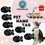Bombompaaw Customized Cat Name Tag Stainless Steel Cat Name Tag Teg Nama Kucing Cat Collar Rantai Ku