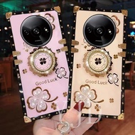 YJD Case For Redmi A3 Bracket Clover Square Shockproof Phone Case