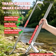 200CM Stainless Steel Foldable Snake Tongs Reptile Catcher Stick Snake Clamp Snake Handling Catcher 