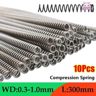 SOONA 10Pcs Long Coil Spring, Length 300mm 0.3 0.4 0.5 0.6 0.7 0.8 1mm Compression Spring,  Y-type 6