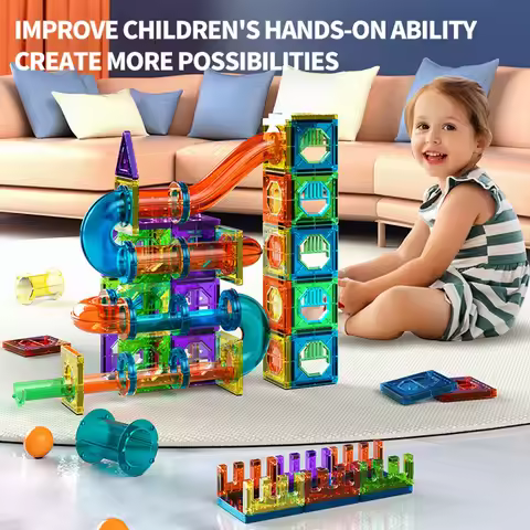 Light Magnetic Tiles Building Blocks for Kids, 3D Clear Educational STEM Building Toys, Magnetic Mar