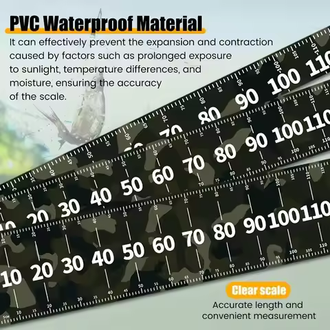 109cm/43" Waterproof PVC Fishing Ruler Extra Wide 10/20/30cm Foldable Measuring Tape for Boats Kayak