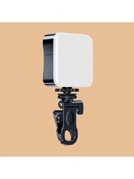 1入組便攜式迷你口袋攝影燈適用於手機、平板電腦、相機、直播、電池供電、白光
