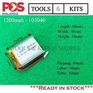 1200mah 103040 3.7V Lipo Lithium Polymer Rechargeable Battery MP3/Car Camera Recorder/Bluetooth Spea