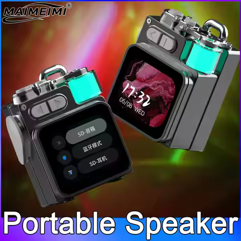 Wireless Portable Speaker Bluetooth-compatible Metal Mechanical Speaker With LED Display Screen RGB 