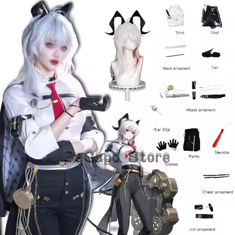Wuwa Zani Cosplay Costume Wig Wuthering Waves Horn Anime Game Cape Pants Suit Clothes Girls Hallowee