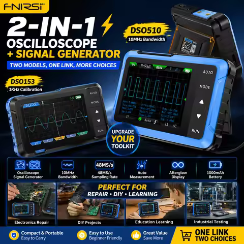 FNIRSI DSO510 DSO153 Digital Oscilloscope Digital 2 IN 1 Oscilloscope Portable 48MS/s 10MHz Bandwidt