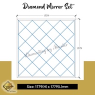 Set 5.83x5.83ft Diamond Mirror Bevel Mirror Wainscoting Deco Wall Mirror Cermin Bevel Dinding Wall Mirror Cermin Diamond