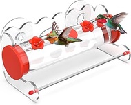 Window Hummingbird Feeder 10oz,4 Feeding Ports with Leak-Proof Design & Ultra Strong Suction Cups,Du