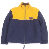 GUCCI 673635 雙向彈性針織背心/外套，成色極佳，內襯抓絨，飾有通體GG標誌印花。海軍藍和黃色配色。尺寸M。含衣架。正品，義大利製。