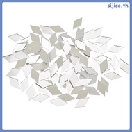100 Pcs Mirror Mirrors for Crafts Wall Stickers Bedroom 2.50X1.30X0.10CM Silver  sijicc