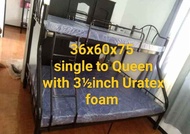 DOUBLE DECK metal bed frame WITH 3 INCH URATEX FOAM