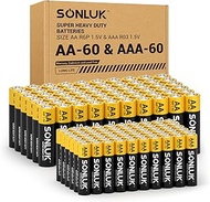 AA Batteries 60 Pack & AAA Batteries 60 Pack Combo (120 Pack), 1.5V Heavy Duty Carbon Zinc High-Perf
