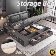 Storage Bed Foldable bed Solid Wooden Bed Frame Tatami Storage Double Bed Single Bed Double Bed Smal