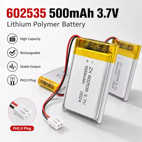 3.7V 500mAh 602535 LiPo Battery Rechargeable Polymer Cell Fit GPS Tracker Dog Trainer MP3 MP4 Device