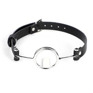 Sm Supplies Tongue Pressing Plug Toy Forced Opening Silver Metal Deep Throat Plug Leather #@@ sm Sup