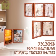 Hinged Photo Frame Double/Trifold Folding Picture Frame 180° Foldable Wood Folding Picture Frame for
