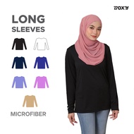 Boxy Baju Jersi Lengan Panjang / T-shirt Leher Bulat - Royal Blue/Khaki/Navy Blue/Black/White/Peri B