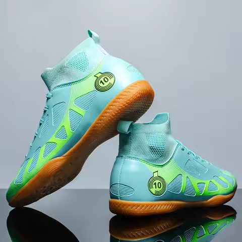 Men Indoor Cleats Professional Futsal Boot Flat Bottomed Football Shoes Adult High-Top Wear Resistin