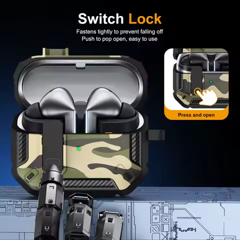 For new Samsung Galaxy Buds3 Pro case security Lock Case For Samsung Galaxy buds3 Accessories camouf
