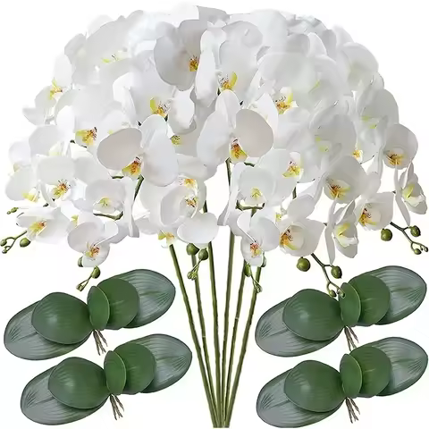 32" Artificial Butterfly Orchid Fake Phalaenopsis Flowers 6 Pcs Artificial Orchid Stem Plants for We